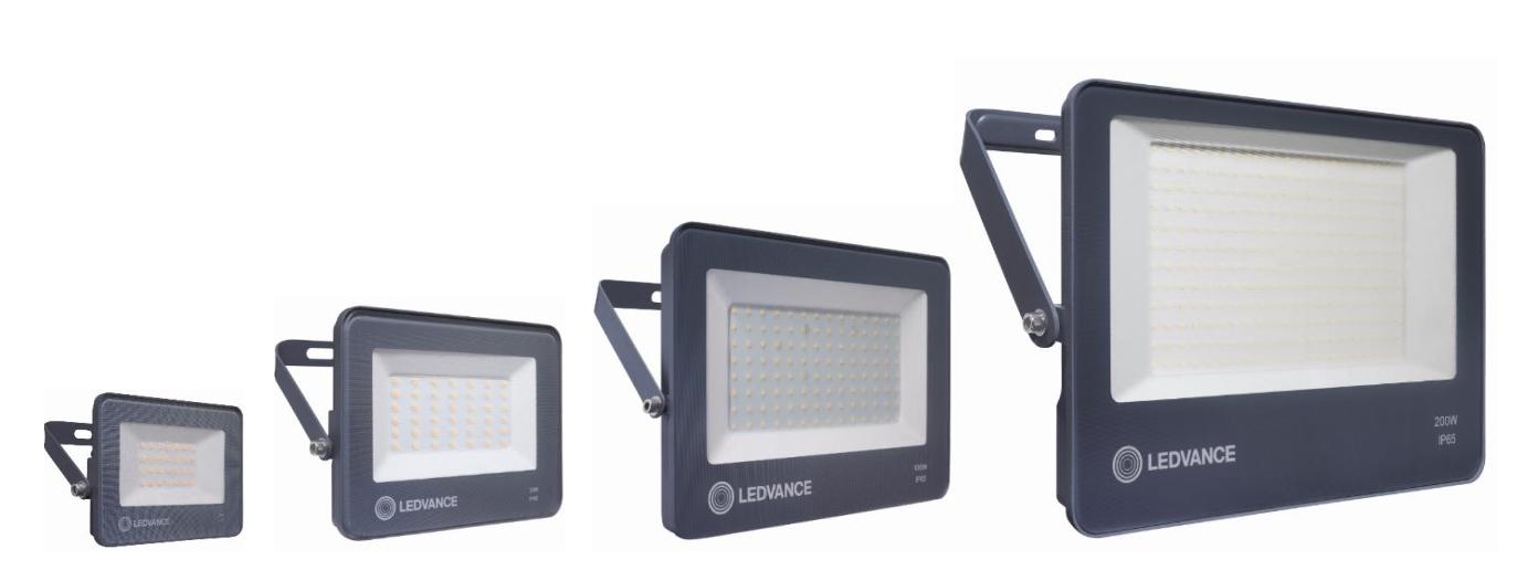 Front view of an architectural LED floodlight.