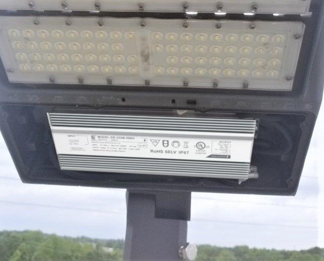 IP67 LED drivers integrated into an outdoor architectural lighting installation.