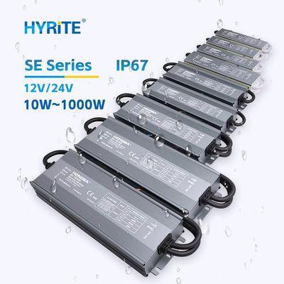 IP67 LED driver family with different power ratings, output types and enclosure sizes.