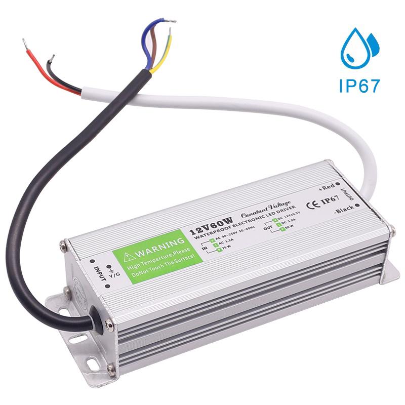 Front view of an IP67 waterproof LED driver.