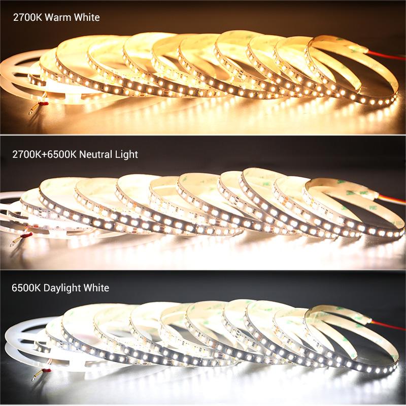 Tunable White LED strip family with different CCT ranges, LED densities and IP ratings.
