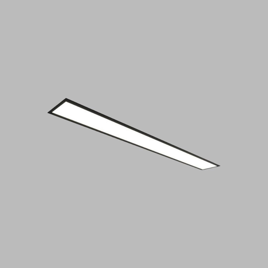 Front view of a slim recessed linear light.