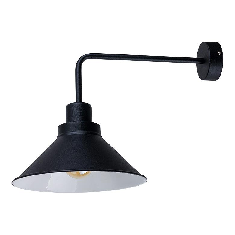 Industrial wall lamp photographed on a clean white studio background featuring exposed metal construction.