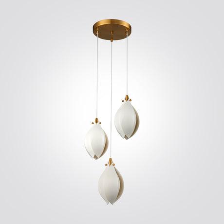 Front view of a decorative cluster pendant lighting composition.