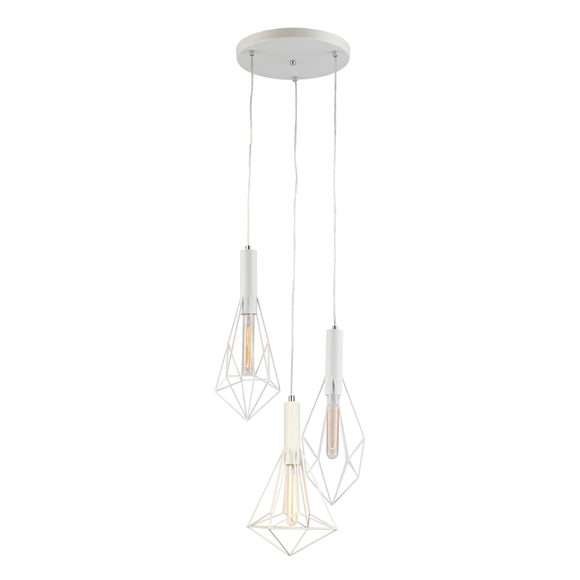 Front view of a decorative cluster pendant lighting composition.