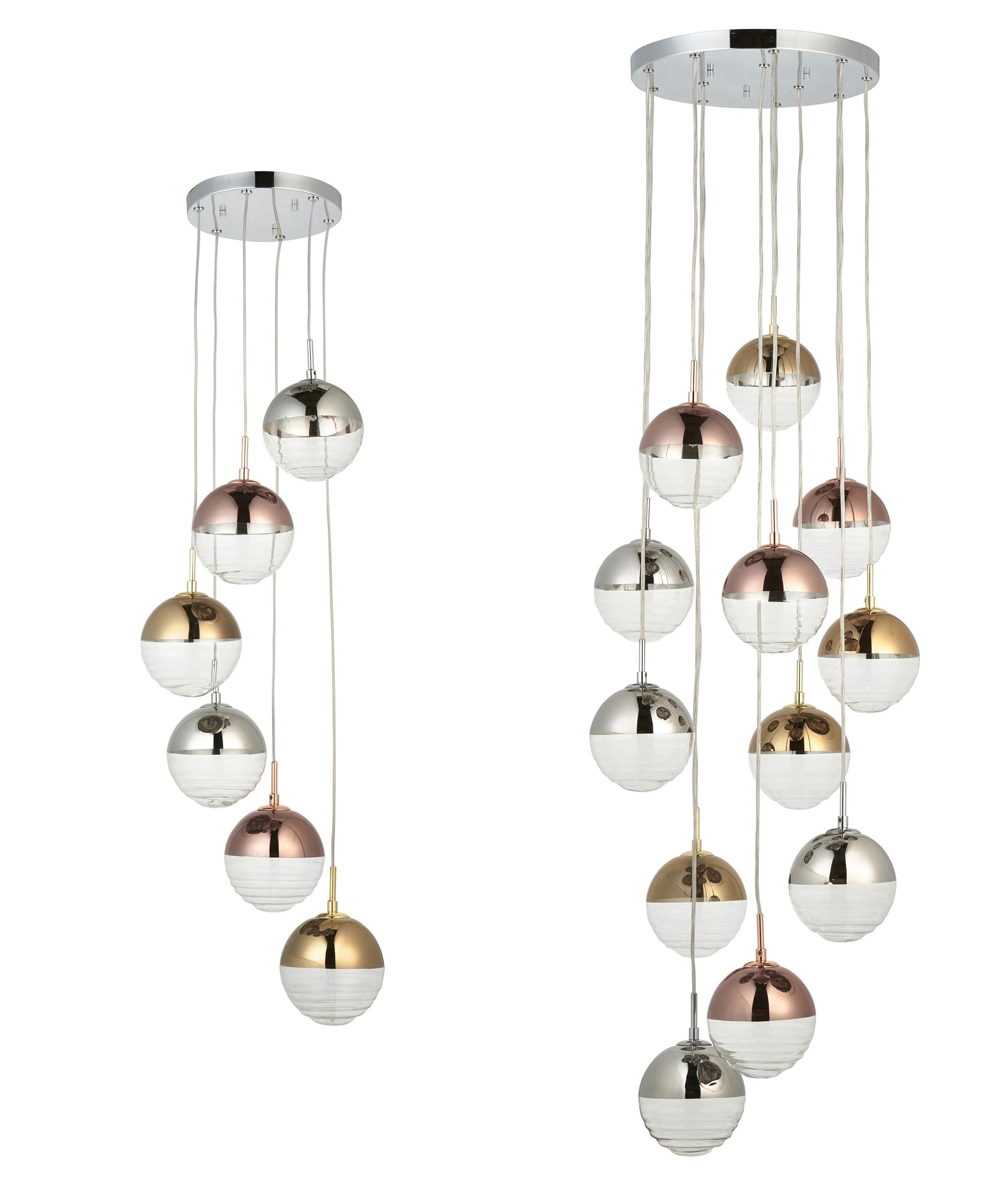 Cluster pendant lighting family featuring multiple layouts and configurations.
