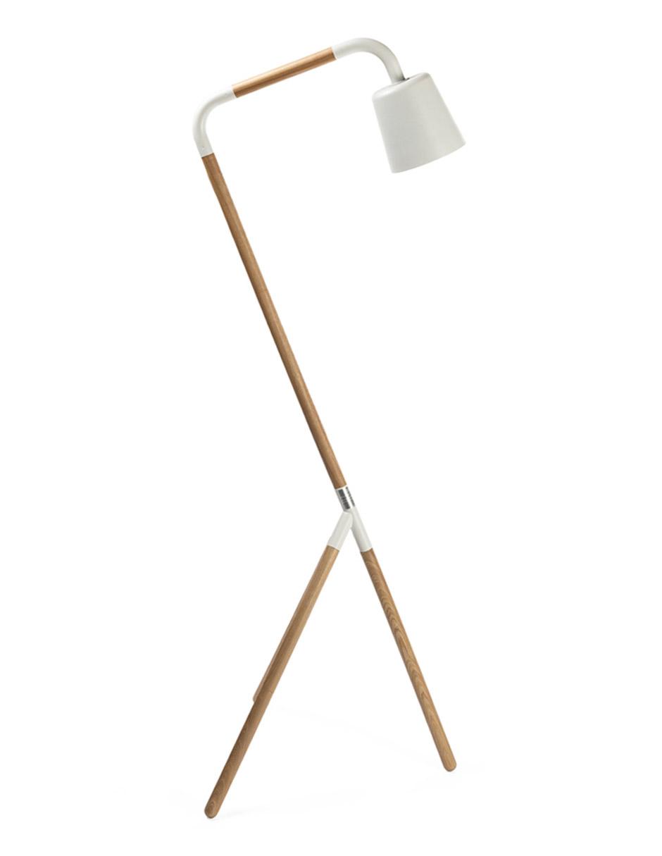 Scandinavian floor lamp photographed on a clean white background showcasing natural materials and minimalist Nordic design.