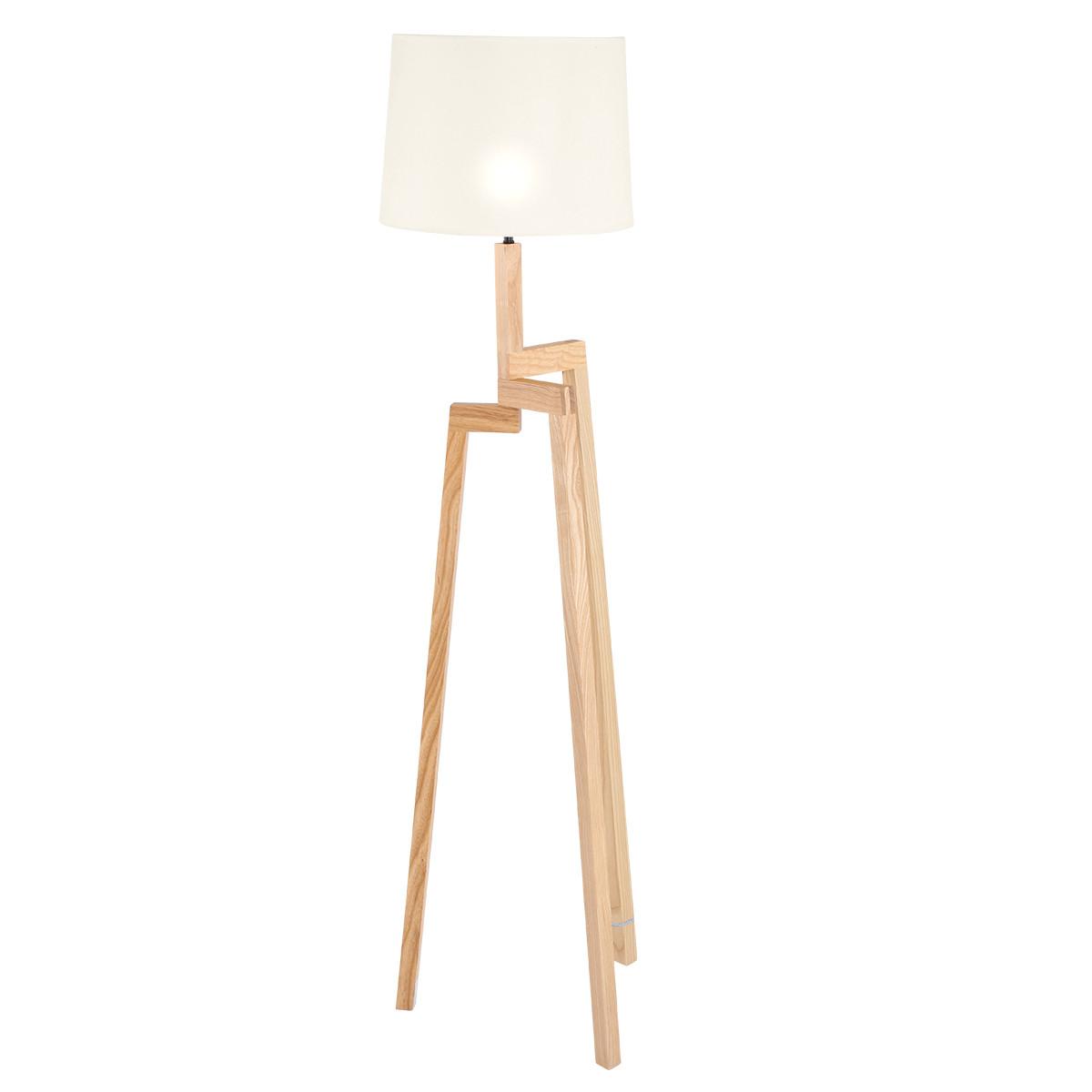 Scandinavian floor lamp photographed on a clean white background showcasing natural materials and minimalist Nordic design.