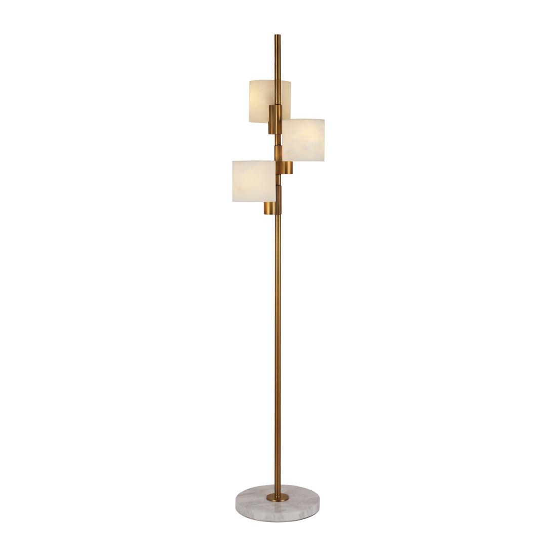 Marble floor lamp photographed on a clean white background highlighting its natural marble base and premium metal detailing.