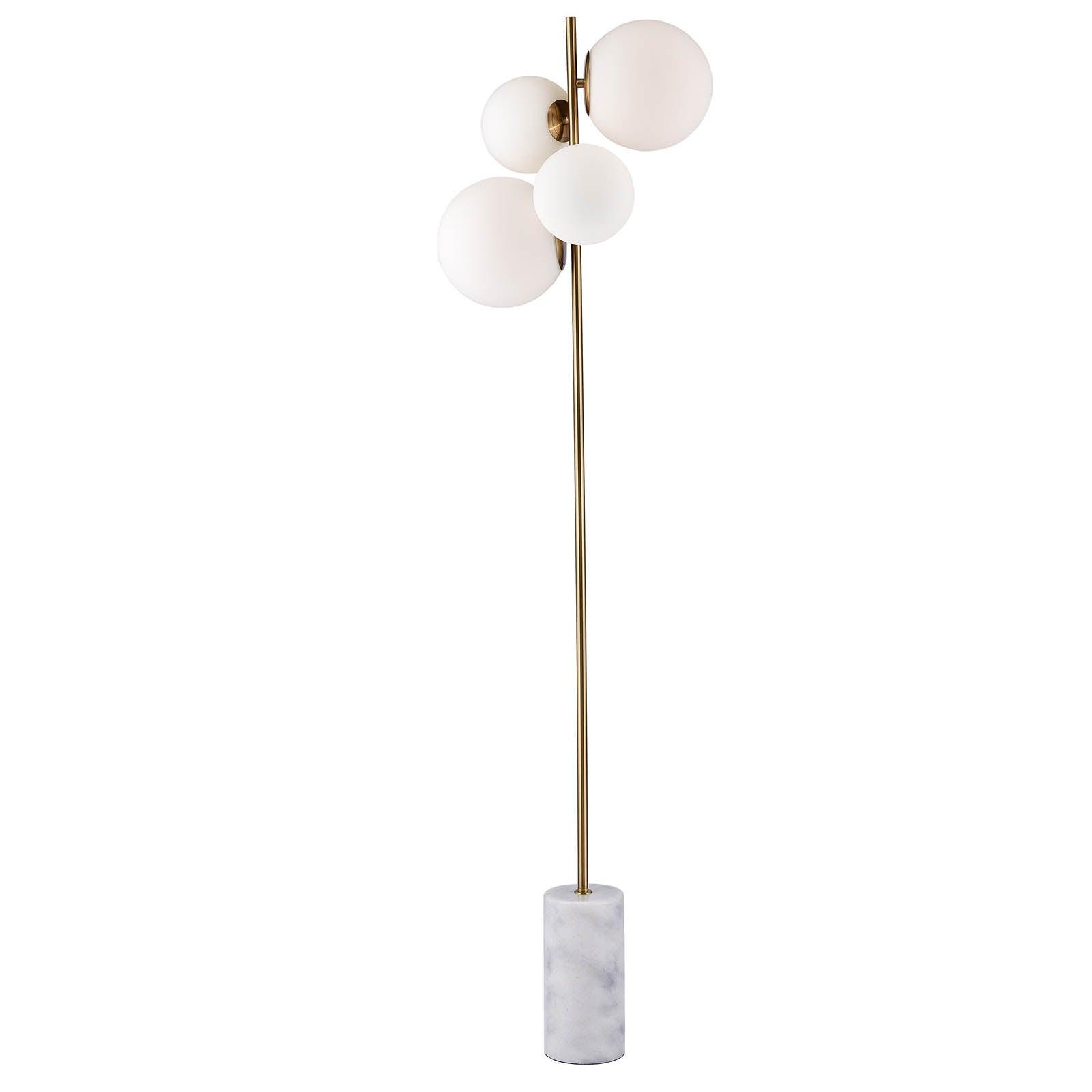 Marble floor lamp photographed on a clean white background highlighting its natural marble base and premium metal detailing.