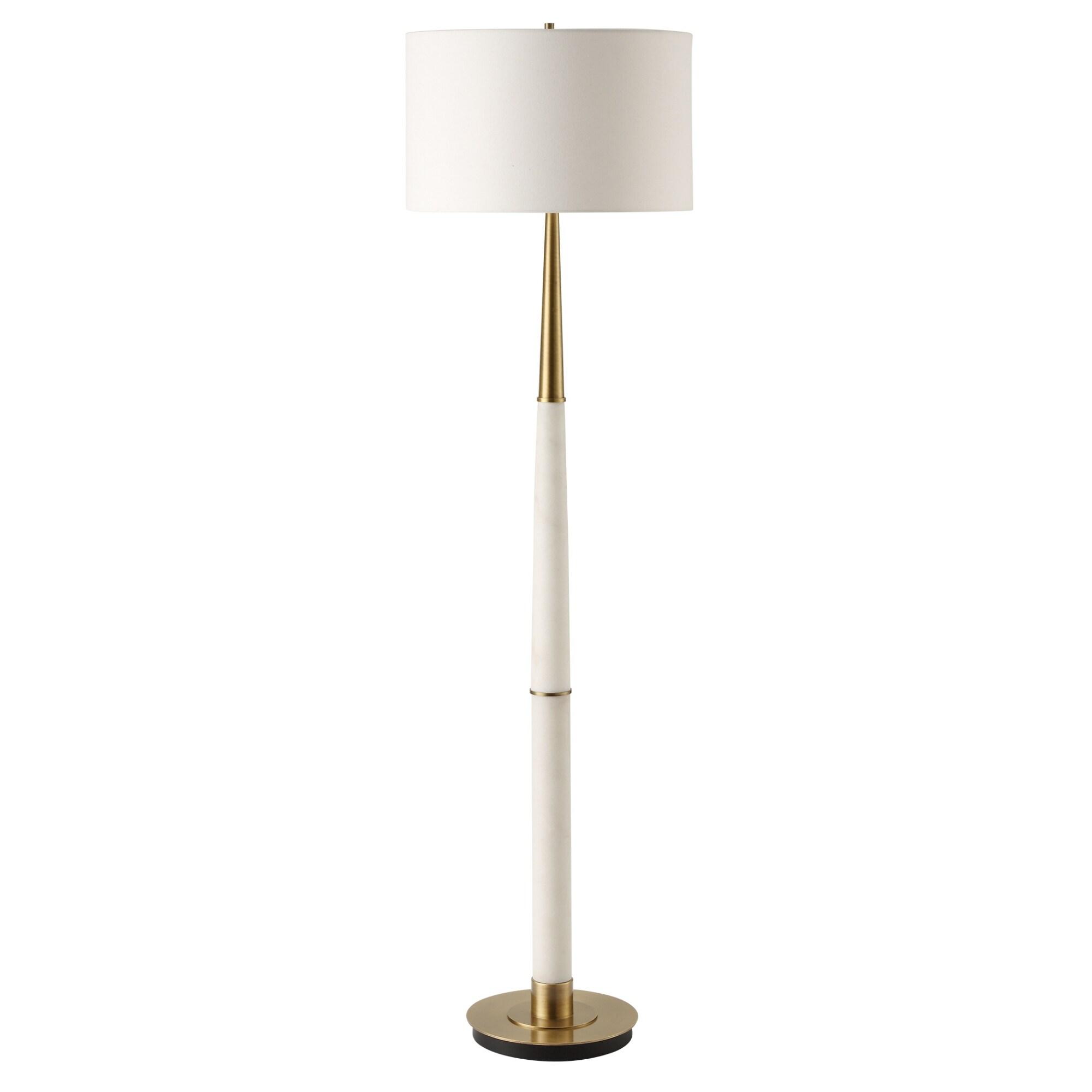 Marble floor lamp photographed on a clean white background highlighting its natural marble base and premium metal detailing.