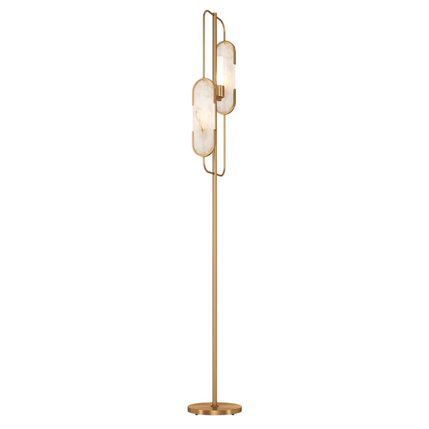 Marble floor lamp photographed on a clean white background highlighting its natural marble base and premium metal detailing.