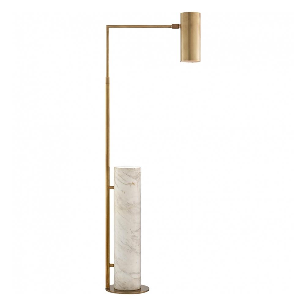 Marble floor lamp photographed on a clean white background highlighting its natural marble base and premium metal detailing.