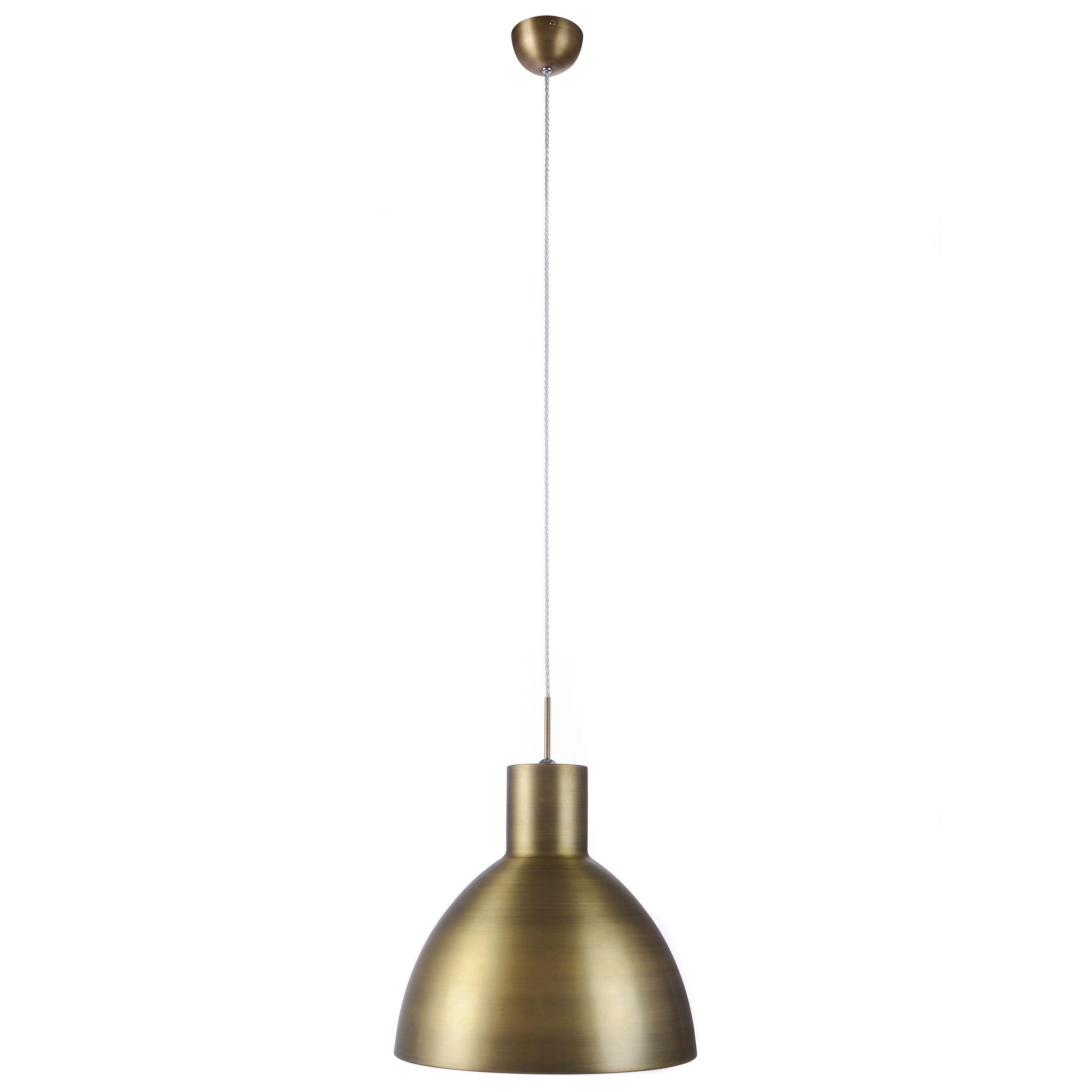 Brass pendant light photographed on a clean white studio background.