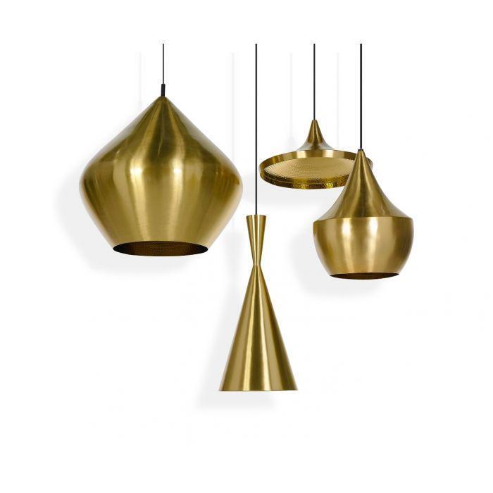 Brass pendant lighting family featuring multiple sizes and design variations.