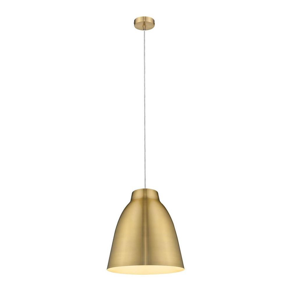 Brass pendant light photographed on a clean white studio background.