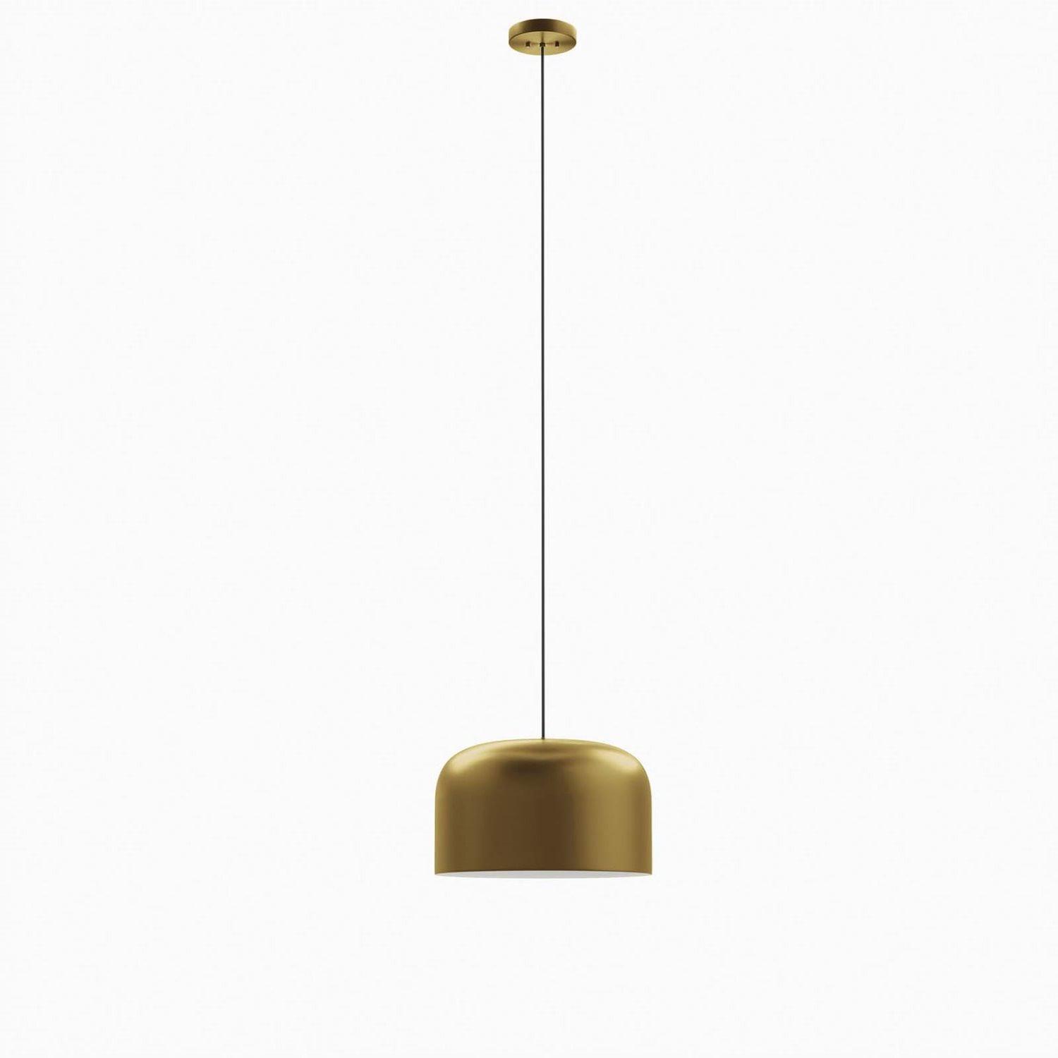 Brass pendant light photographed on a clean white studio background.