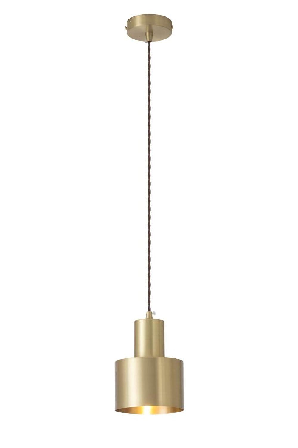 Brass pendant light photographed on a clean white studio background.
