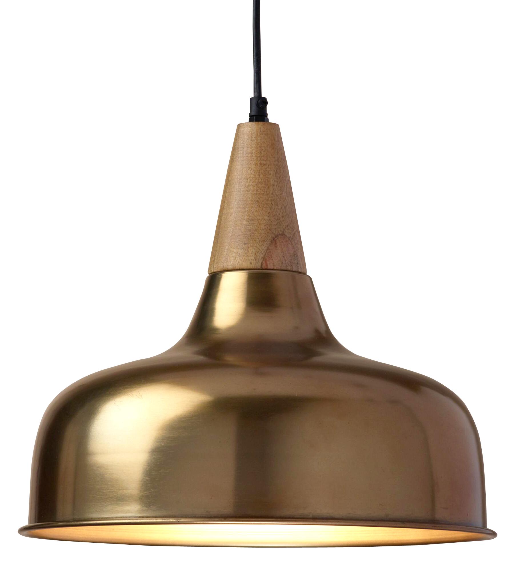 Front view of a premium brass pendant light for architectural interiors.