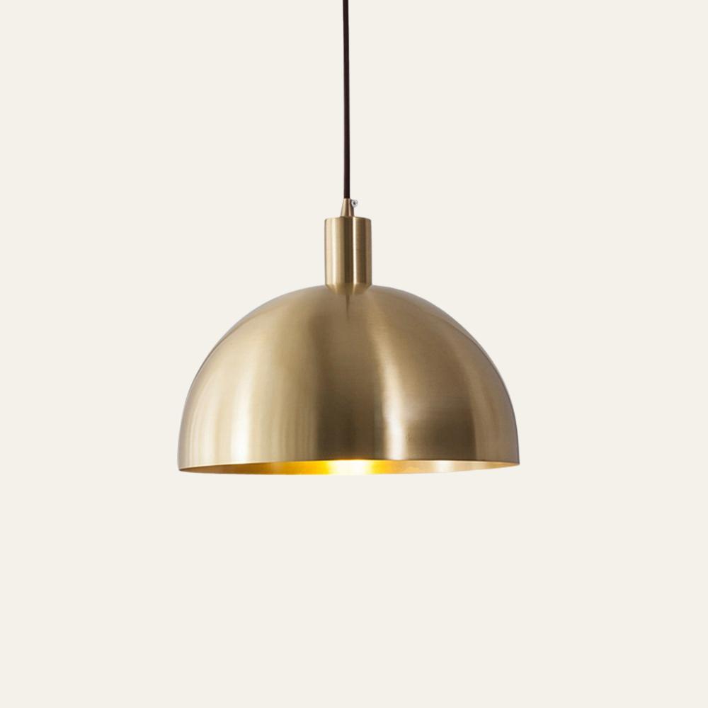 Front view of a premium brass pendant light for architectural interiors.