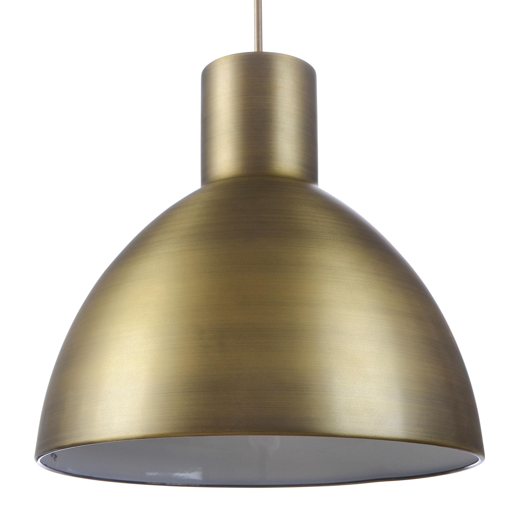 Front view of a premium brass pendant light for architectural interiors.