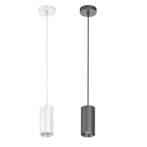 Pendant-mounted spotlight family showing finish and housing variations.