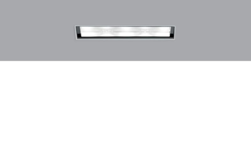 Front view of a trimless recessed wall washer.