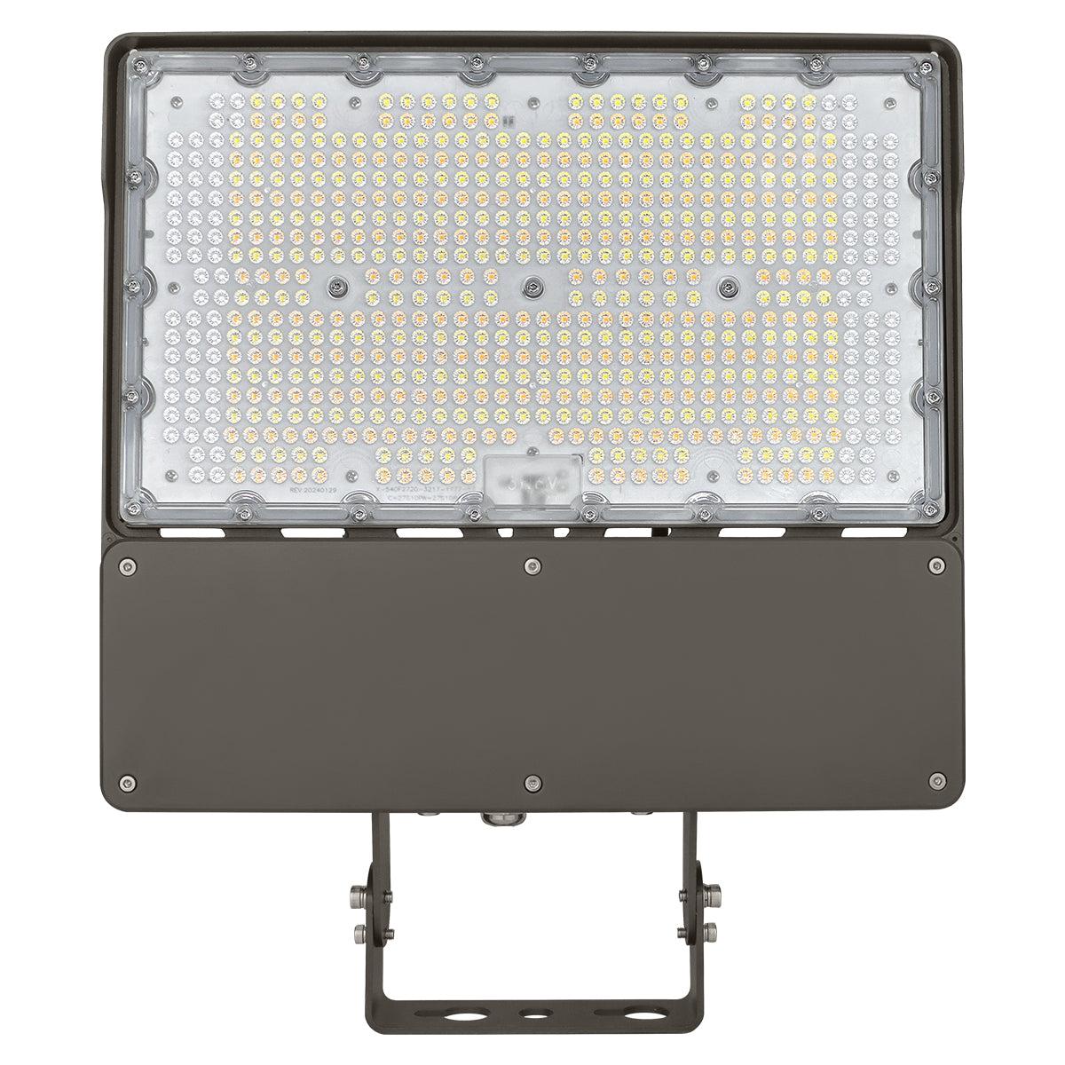 Front view of a long throw LED floodlight.