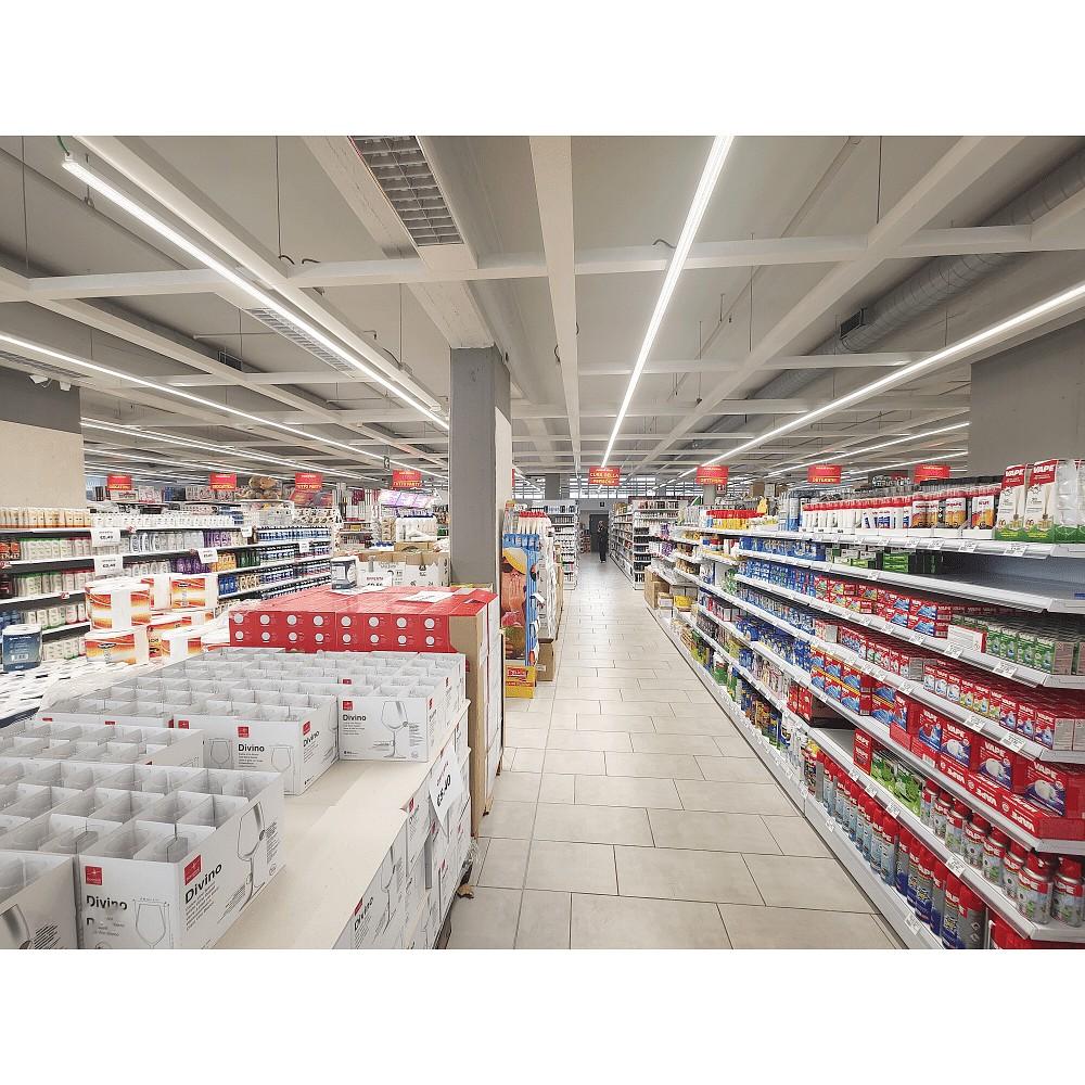 Supermarket lighting system for aisles, shelves, fresh-food areas and product displays in modern retail environments
