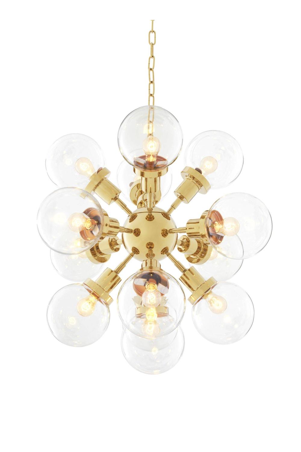 Front view of a contemporary globe chandelier featuring opal glass spheres.