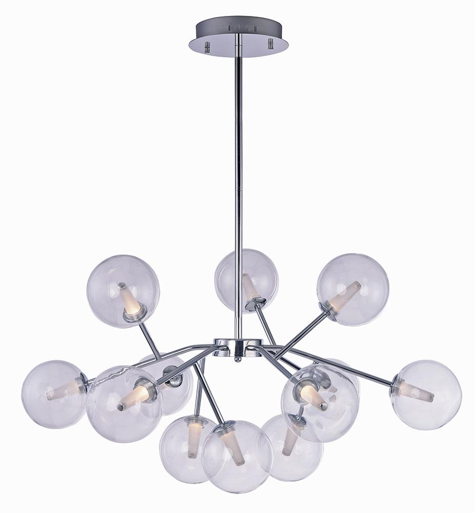 Front view of a contemporary globe chandelier featuring opal glass spheres.