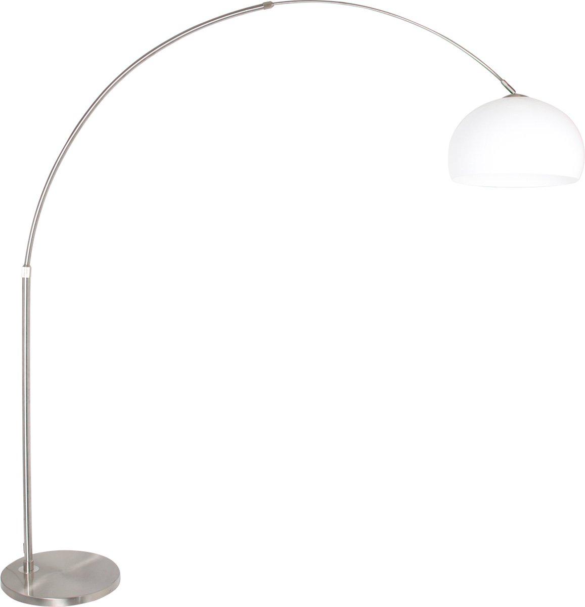 Front view of an arc floor lamp.