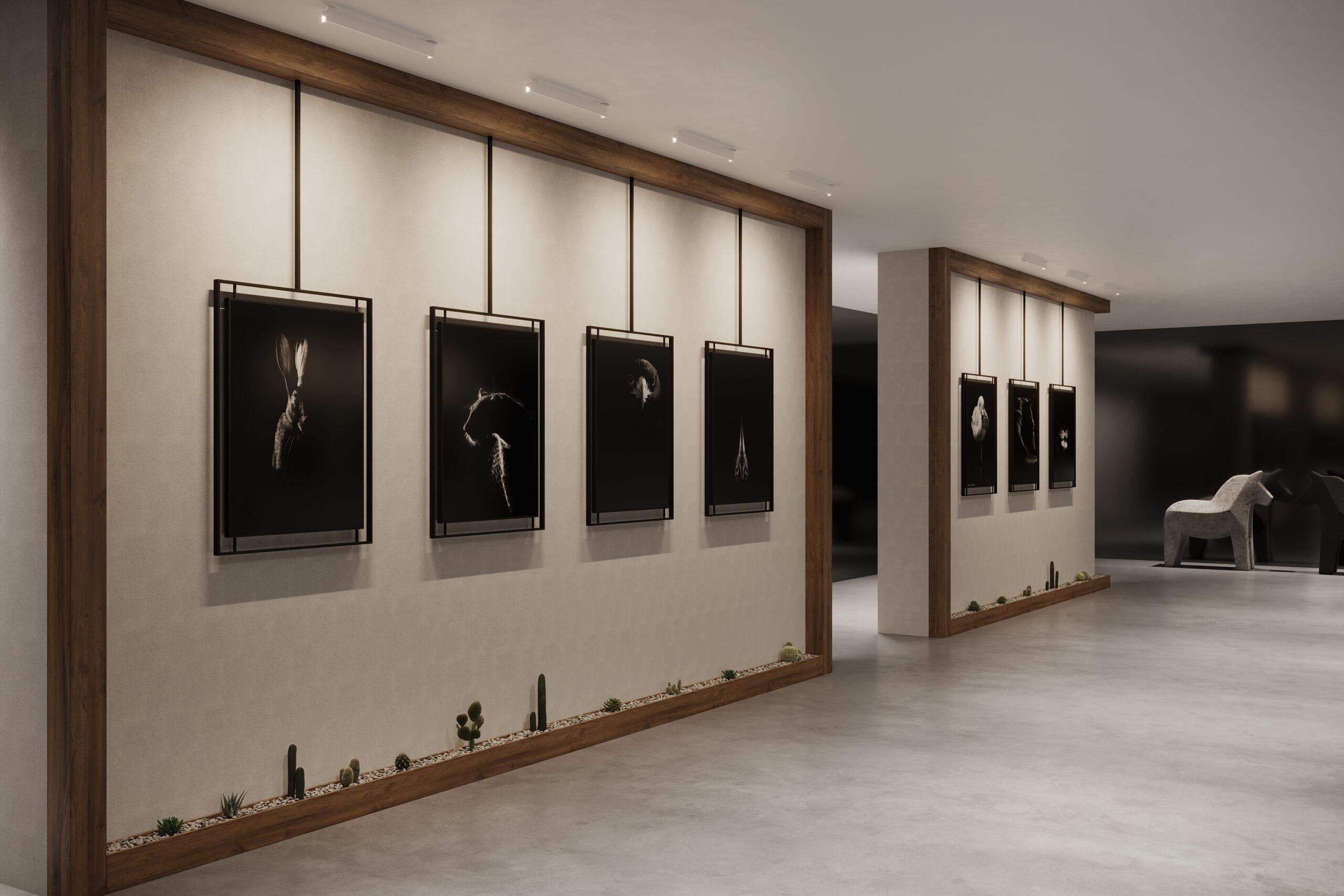 Asymmetric wall washer providing uniform vertical illumination in a contemporary museum gallery.