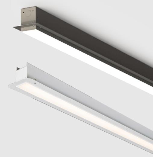 Recessed linear light family with finish and length variations.