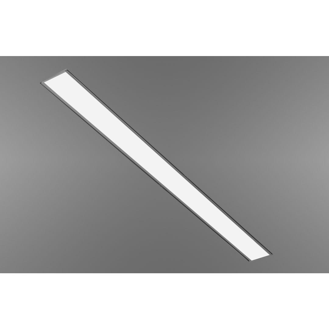 Front view of a recessed linear light.