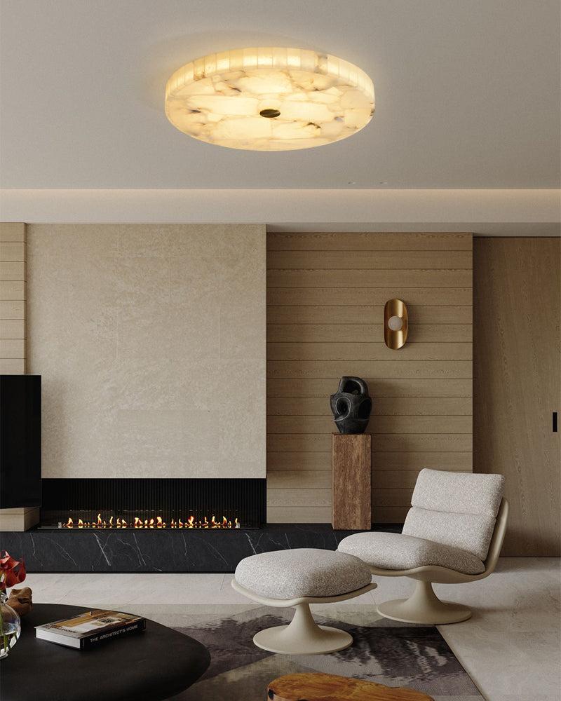 Marble ceiling light integrated into an elegant contemporary residential interior