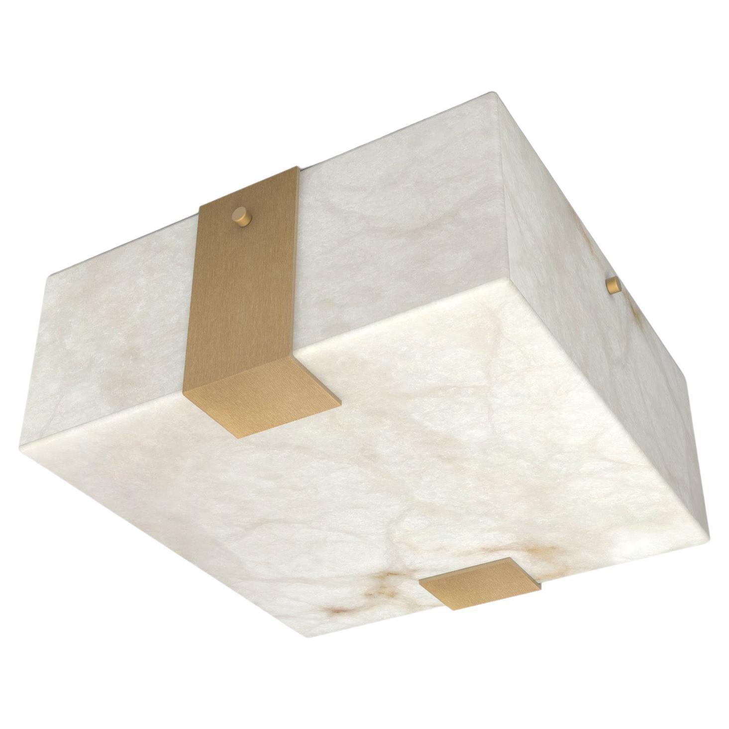 Geometric marble ceiling light with visible natural stone detailing shown from the front on a white background