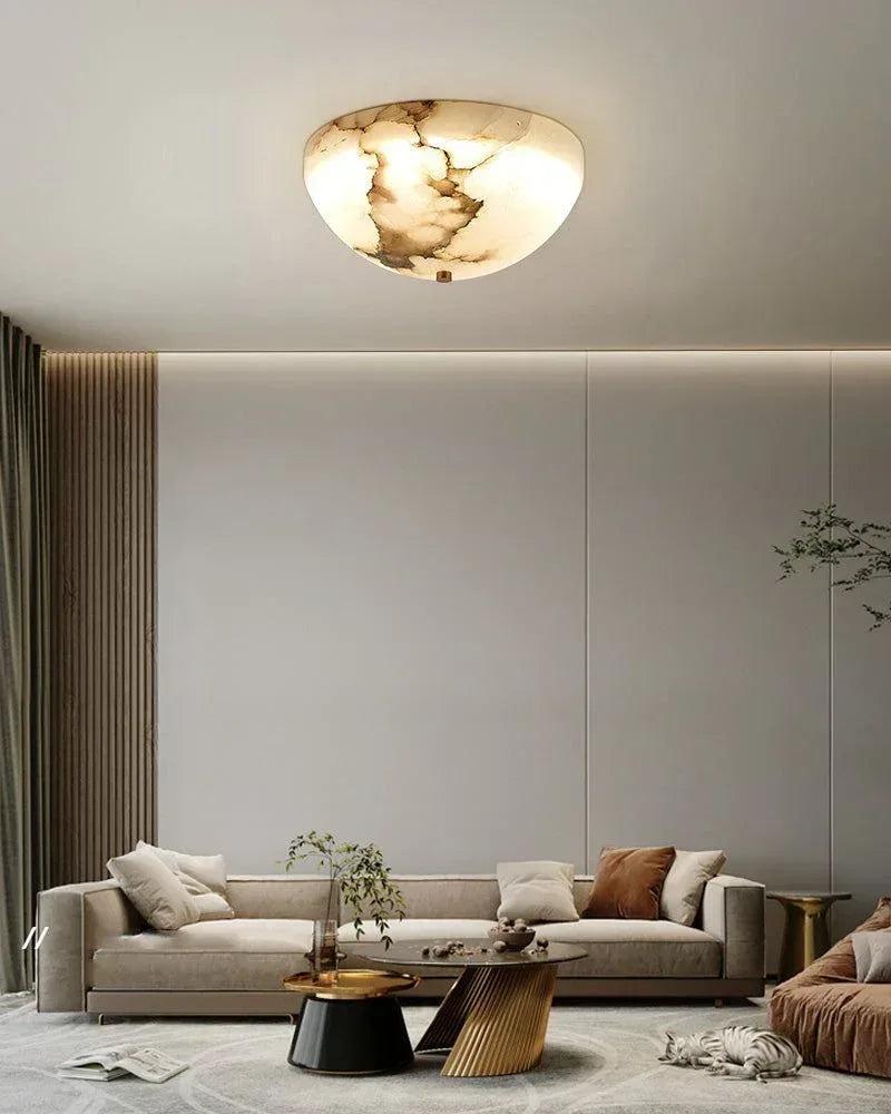 Marble ceiling light integrated into an elegant contemporary residential interior