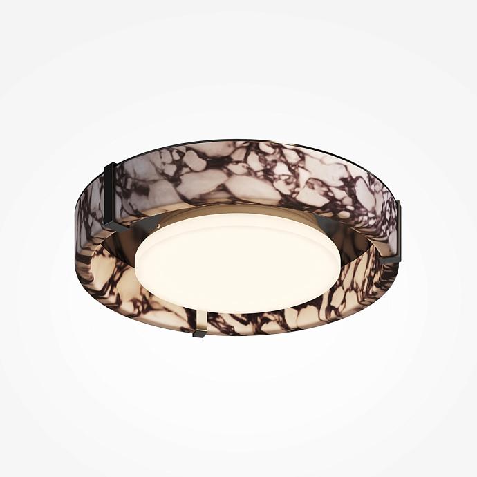 Contemporary ceiling light featuring a dark natural marble element on a white background