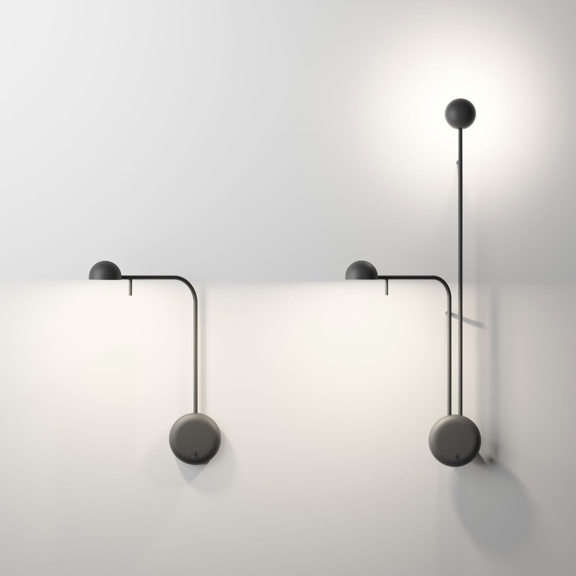 Minimal wall lamp family featuring multiple sizes and finishes.