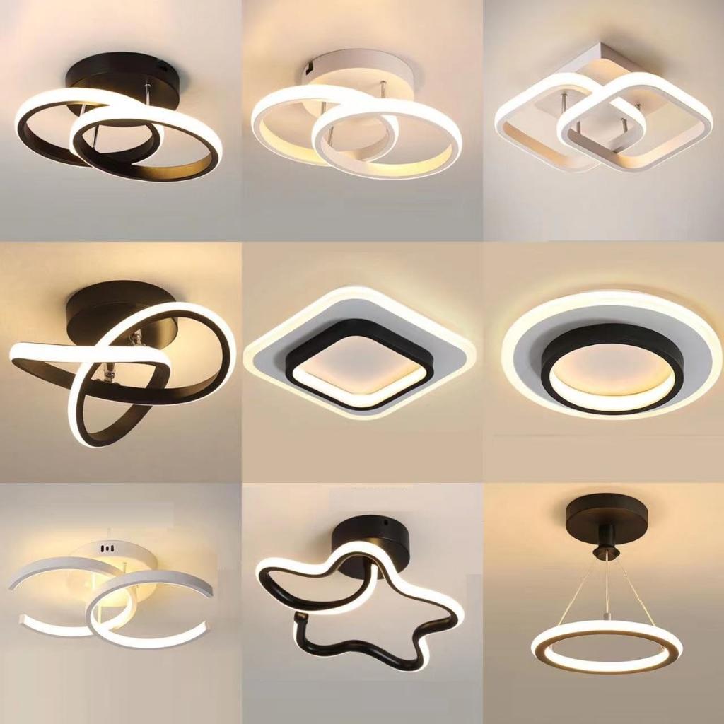 Minimal ceiling light family with form, finish and size variations.
