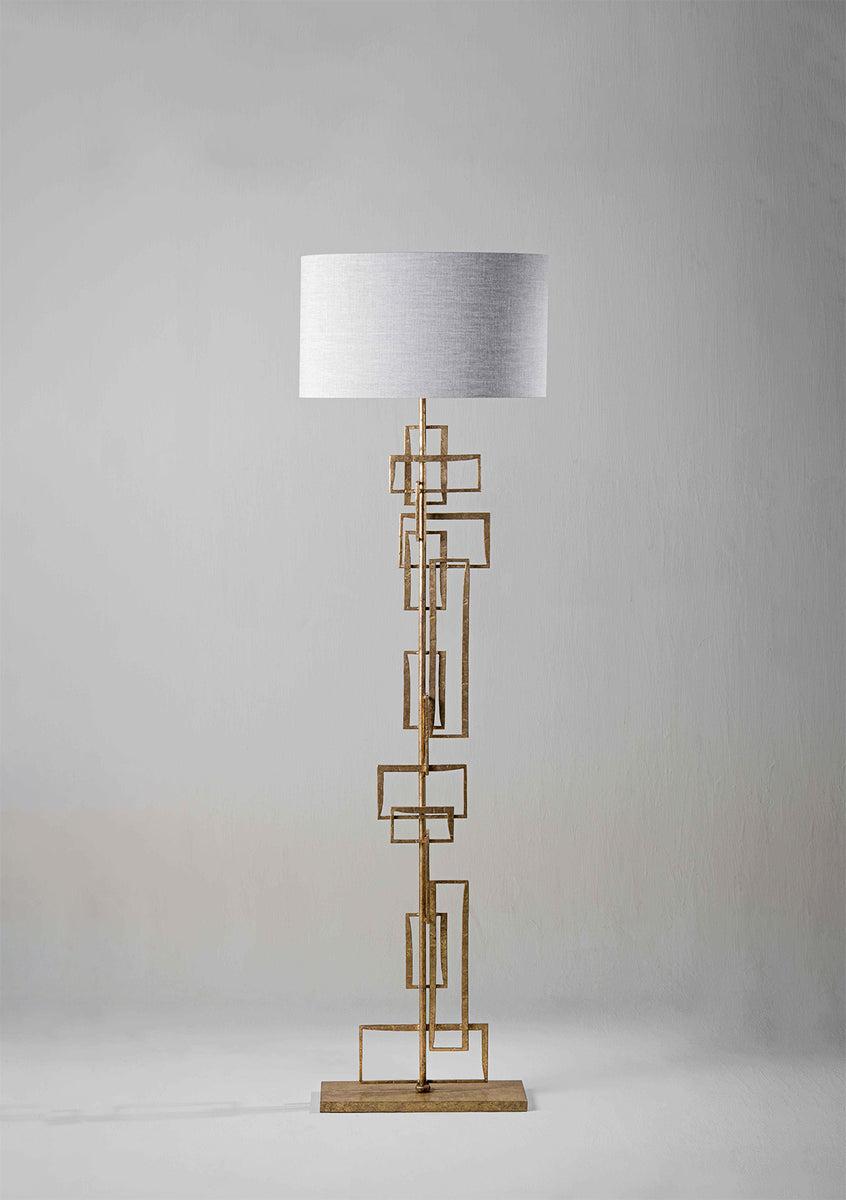 Front view of a luxury floor lamp highlighting sophisticated detailing and timeless architectural design.