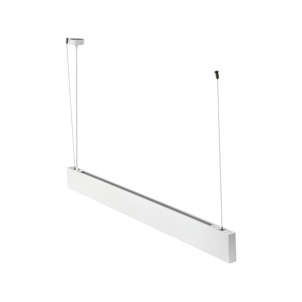 Front view of a suspended linear light.