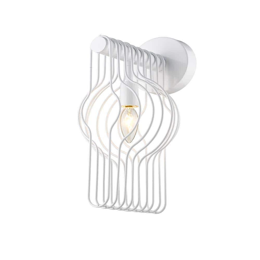 Cage wall lamp photographed on a clean white studio background with an exposed metal frame.