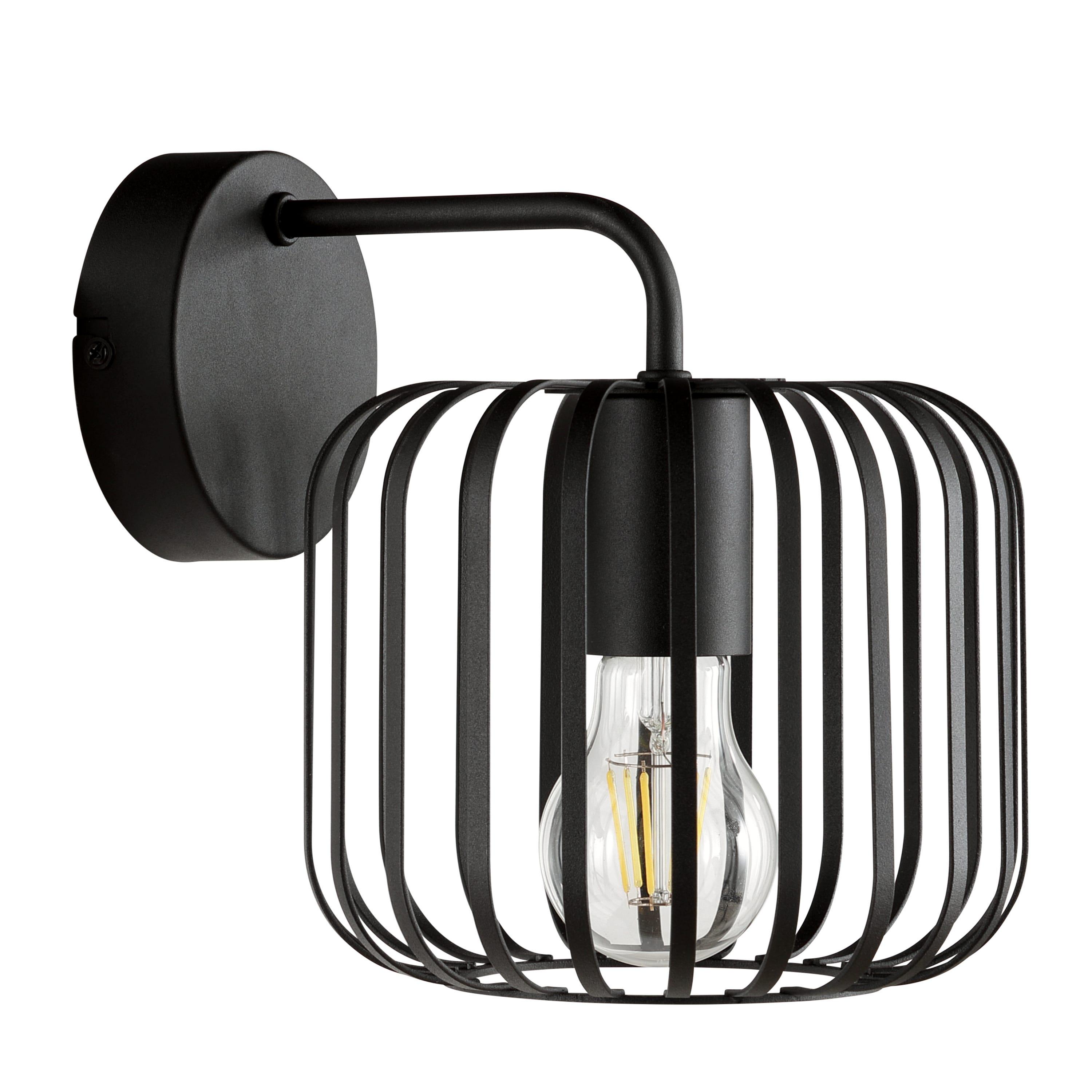 Cage wall lamp photographed on a clean white studio background with an exposed metal frame.