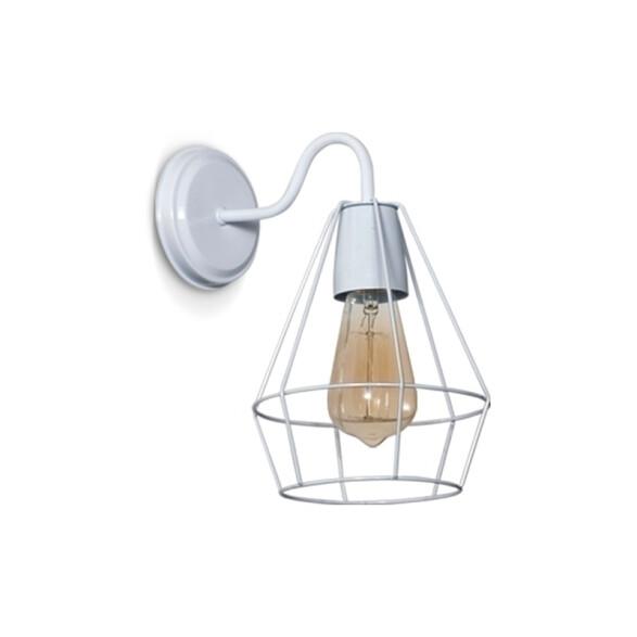 Cage wall lamp photographed on a clean white studio background with an exposed metal frame.
