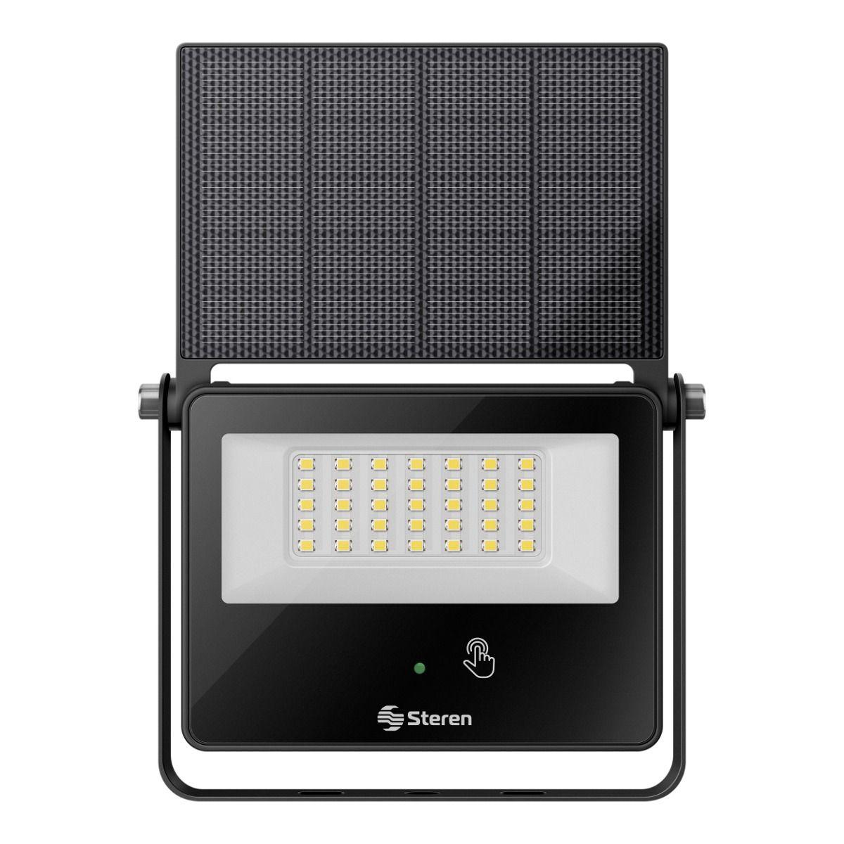 Front view of a solar floodlight.