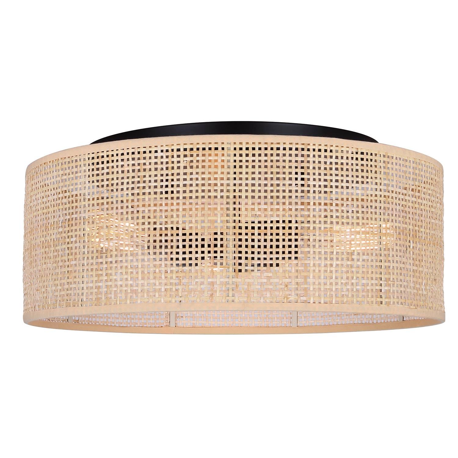 Woven rattan dome ceiling light with natural handcrafted texture