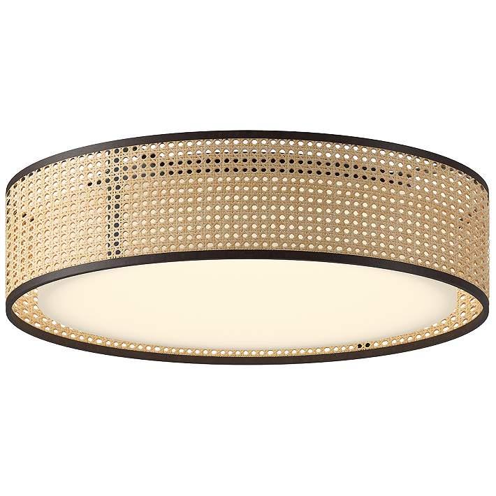Woven rattan dome ceiling light with natural handcrafted texture