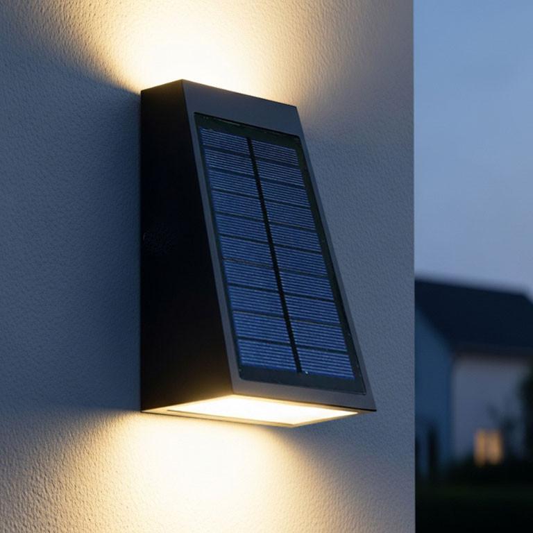 Front view of a solar wall light.